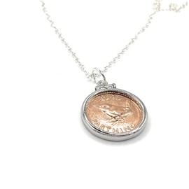 OCC Old Coin Cufflinks Solid Cinch Pendant 1945 Lucky Farthing 80th Birthday plus a Sterling Silver 18in Chain