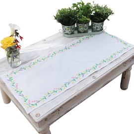 Trimits Embroidery Kit - Table Runner - Includes Printed Fabric, Threads, Needle & Instructions, 40 x 100cm, Daisy Chain