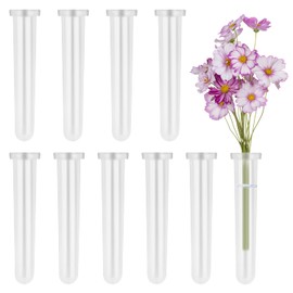 RNHDLY Pack of 10 Test Tubes for Flowers, Plastic Flower Tubes with Caps Orchid Tubes Flower Tubes for Flower Arrangements, Decoration 11 x 1.8 cm