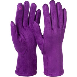 styleBREAKER 09010022 Women's Touchscreen Fabric Gloves with Removable Knitted Cuffs, Warm Finger Gloves, Winter, Purple