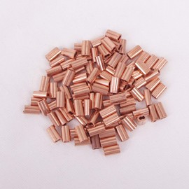 HIGOOD 100 Piece Plain Copper Duplex Oval Crimping Sleeve Set for 1/32" Diameter Wire Rope (Pack of 100)