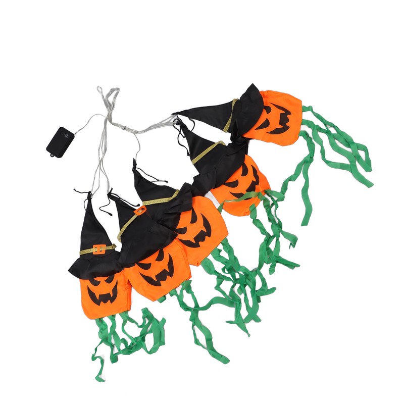 Pumpkin String Lights Clear Pattern Spooky Ambience Battery Powered LED
