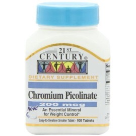 21st Century Chromium Picolinate 200 mcg Tablets 100 Count