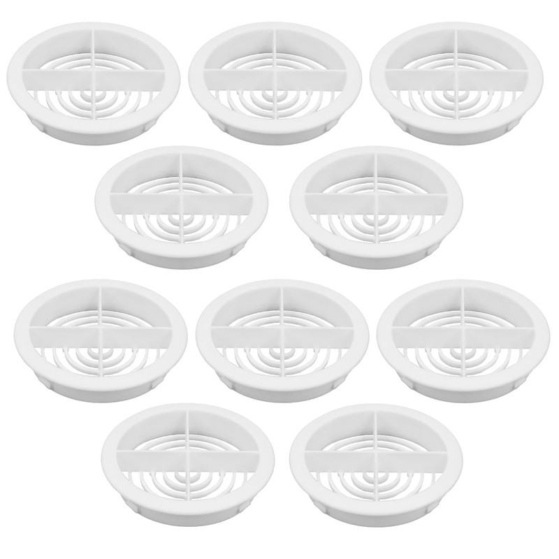 10 x White Plastic 70mm Round Soffit Air Vents/Upvc Push