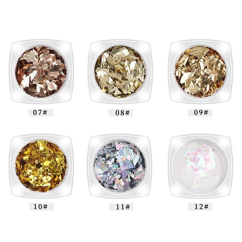 Kingsie 12 Colors Set Gold Aurora Glitter Hologram Gel Nail