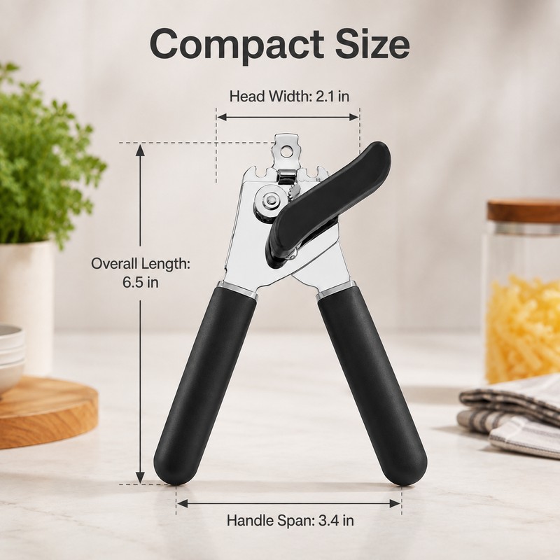 Stainless Steel Manual Can Opener with Ergonomic Non-Slip Handles, Multifunctional