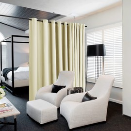 NICETOWN Closet Door Heavy Curtain, Room Dividers Shade Screens Partitions, Extra Large Grommet Top Space Partition Blackout Curtain, Screen Dividers for Rooms (1 Pack, 20ft Wide x 9ft Long, Beige)