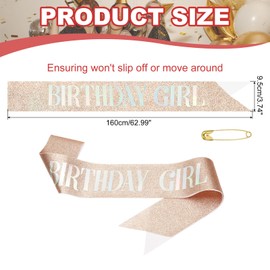 PATIKIL Birthday Girls Sash, Glitter Birthday Sash for Women Satin Princess Queen Sash Party Decorations with Safety Pin for Party Gifts Favors, Rose Red Fantasy