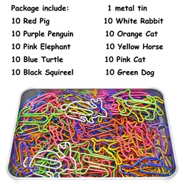 Cute Paper Clips Animal Shaped Paperclips, Fun Office Desk Accessories 100 PCS