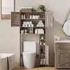 Homhedy Over The Toilet Storage Cabinet with 2 Barn Door