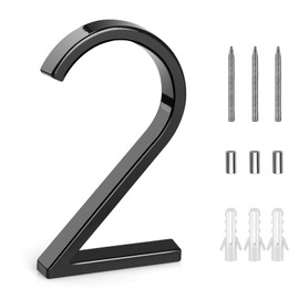 GeeRic Números de Casa Modernos, 5 Pulgadas, para Exterior, Dirección de Puerta, Revestimiento, Jardín, Buzón, Garaje (Número 2)