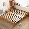 LINSY Wood Bed Frame Full Platform Bed, Retractable Bedframe with