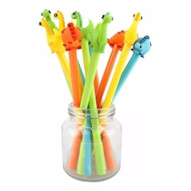 J.H COMPANY Set De 12 Plumas Dinosaurios Kawaii Tinta De Gel Mayoreo