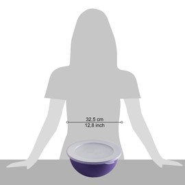 OMADA Sanaliving Line 6.5L Large Kitchen Bowl with Lid, Antibacterial, Lightweight, Shatterproof, Dishwasher Safe, Purple