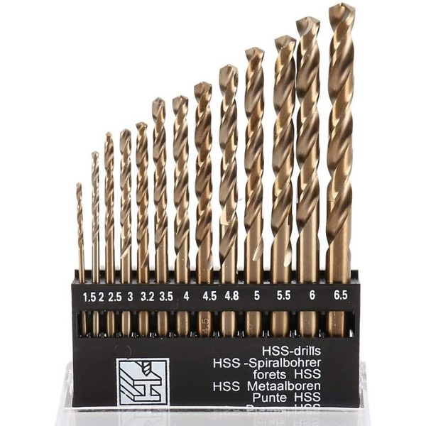 KAHEIGN 13-Piece HSS Twist Drill Bit Set, Metric M35 Cobalt