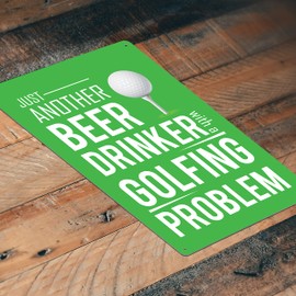 JP's Parcels Tin Signs Golf Wall Decor - Metal Sign for Man Cave Bar Golfing Room 12 x 8 in. Just Another Beer Drinker with a Golfing Problem