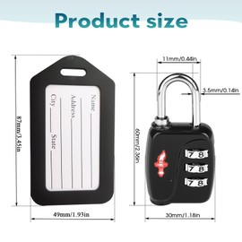 dwoyow 3 Sets TSA Approved Luggage Lock Combo - Secure Travel Essential w/Free Luggage Tag! Combination Lock for Suitcases, Backpacks, Gym Lockers & School