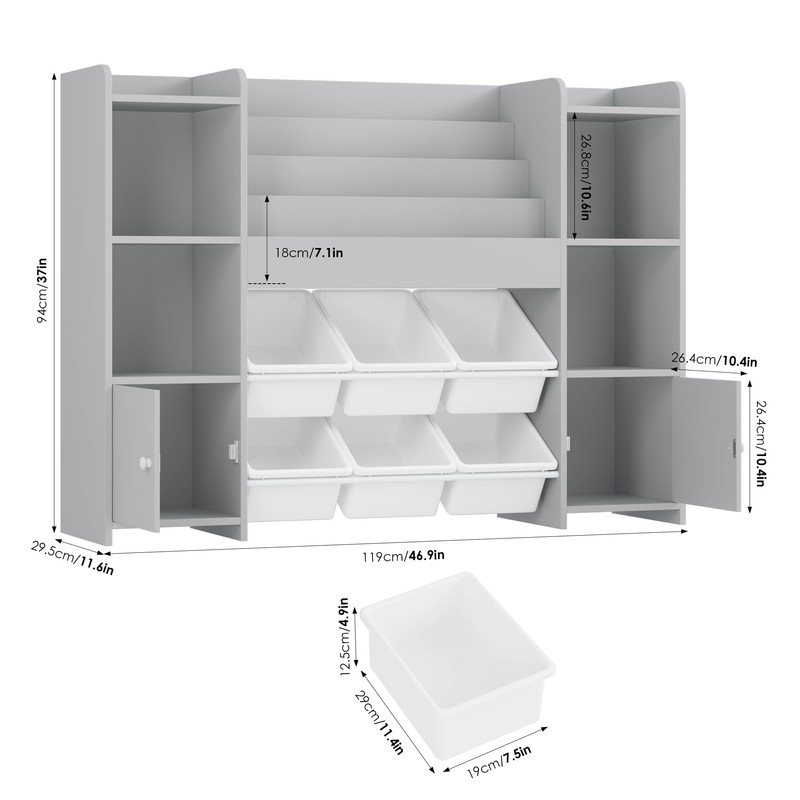 FINETONES Toy Storage Organizer with 6 Toy Bins, Toy Organizer