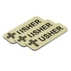 Usher 1 x 3" Name Tag/Badge, Brushed Gold, Cross Design