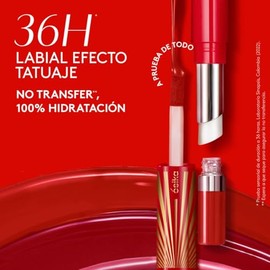 Ésika Labial COLORFIX Duo Tattoo Edición Limitada – Efecto Tatuaje 36H, No Transfer, Hidratación con Karité (Rojo Celebración)