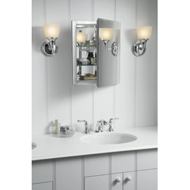 KOHLER Devonshire Bathroom Vanity Light Fixture, Wall Sconce Lighting, Position Facing Up or Down, UL Listed, 1 Light, Black with Brass Trim, Polished Chrome