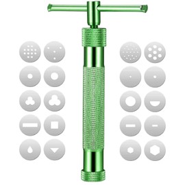 Extruder Clay, Clay Press Clay Craft, Stainless Steel Sugar Paste Extruder, Fondant Press with 20 Shapes, Decoration Tool Baking Tool, Icing Smoother for Decorating Cakes, Clay Making