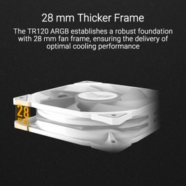ASUS TUF Gaming TR120 120mm ARGB White Reverse Fan Blade Triple Pack 28mm Fan Frame, 2.75mm H2O Static Pressure, 76.3 CFM Airflow, Double-Layer LED Array, Flexible Side Pattern, Aura sync, PWM
