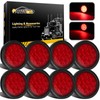 Partsam 8Pcs 4" Round Red LED Trailer Tail Light, 4