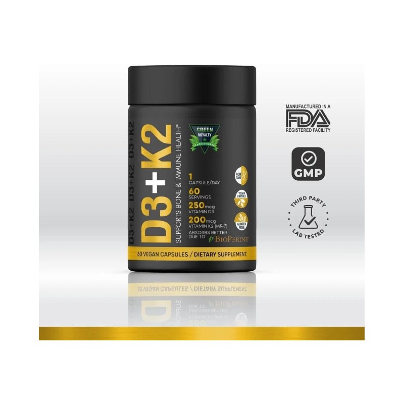 GREEN ROYALTY D3+K2 SUPPLEMENT 250MG