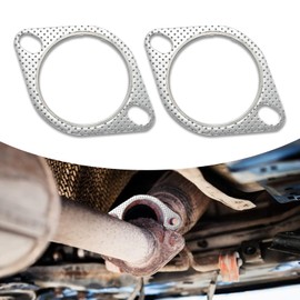 Tesnaao Pack-2 Car Exhaust Pipe Gasket, Waterproof Durable Metal Vehicle Sealing Pad Replacement, Universal Double Hole Automotive Silencer Joint Gasket Accessories for Truck SUV Car (Silver #2.5In)