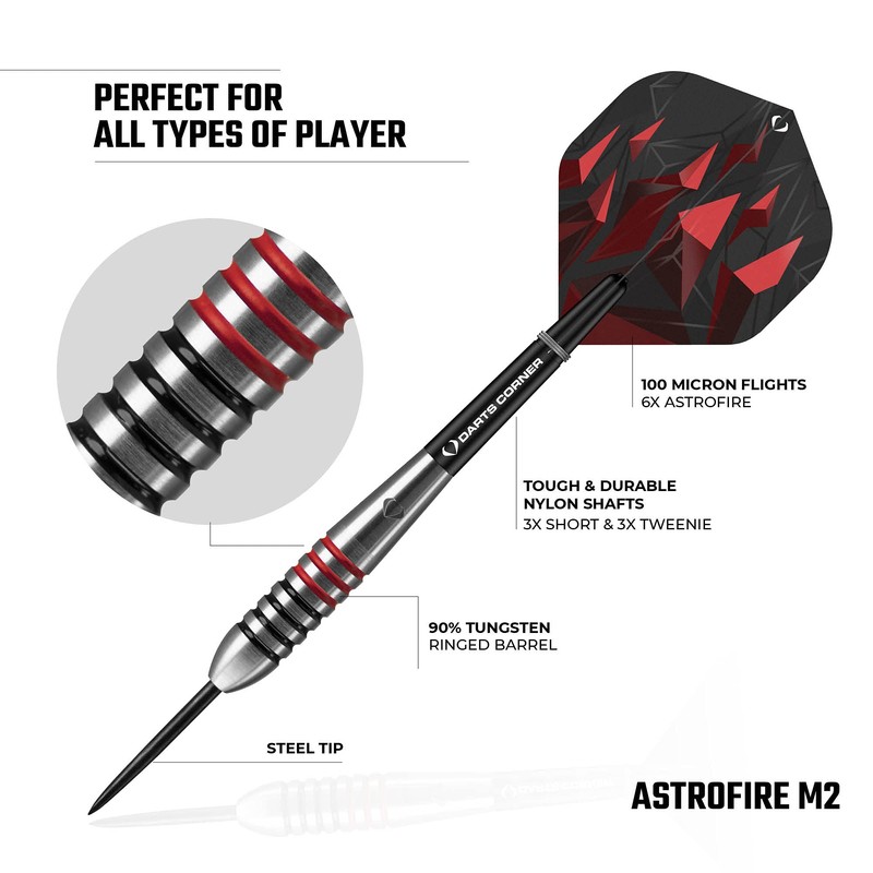 Darts Corner Astrofire Darts | Ringed Steel Tip Dart Set
