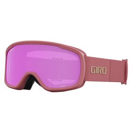 Giro Moxie Ski Goggles - Snowboard Goggles for Women and Youth - Dusty Rose Thirds Strap with Amber Pink/Yellow Lenses