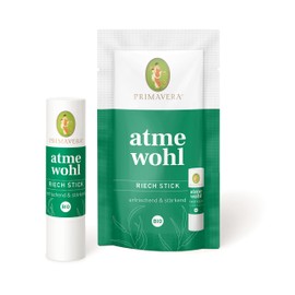 PRIMAVERA Atmewohl Organic Fragrance Stick 0.8 ml - Eucalyptus and Peppermint Fragrance - Aromatherapy for On the Go Essential Oils - Vegan