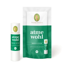 PRIMAVERA Atmewohl Organic Fragrance Stick 0.8 ml - Eucalyptus and Peppermint Fragrance - Aromatherapy for On the Go Essential Oils - Vegan