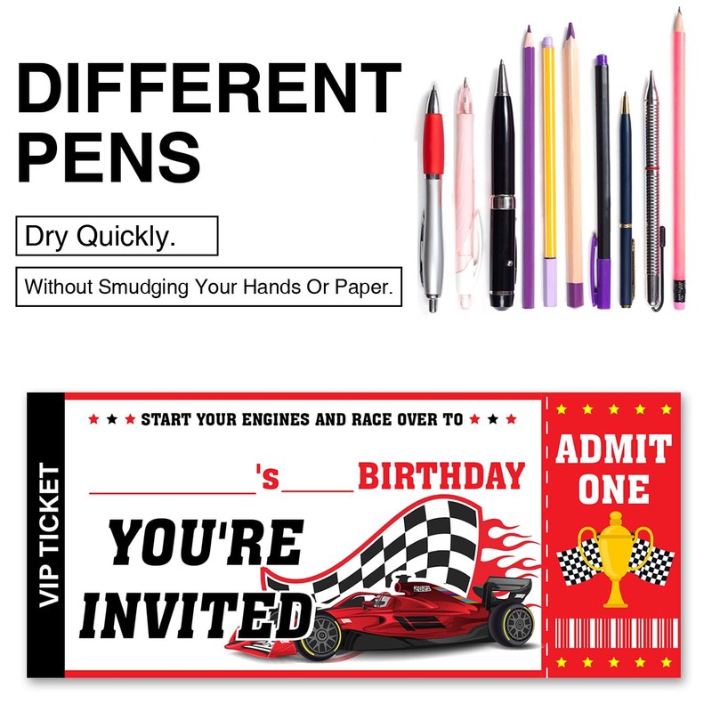 VAHATAN Car Racing Birthday Party Invitations 20 Pack Red Car