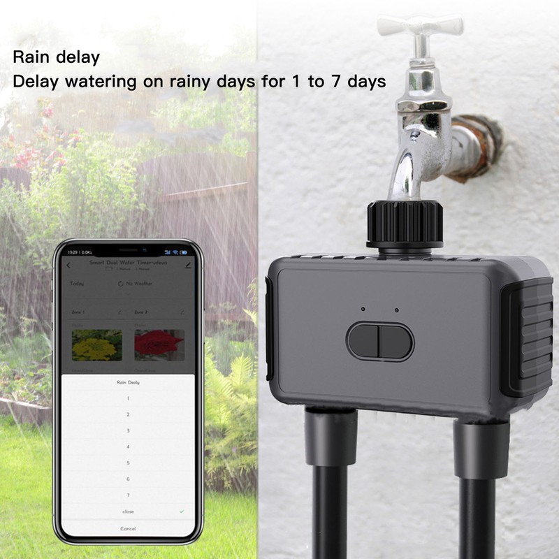 Smart Water Timer 2 Outlets WiFi Sprinkler Hose Timer with