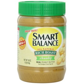 Smart Balance Rich Roast Peanut Butter, Chunky, 16 Ounce (Pack of 12)