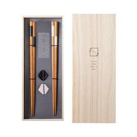 &NE NOA-297-385-WB Wakasa Painted Chopsticks with Mino Wakasa Chopsticks Rest Set of 2 Pairs in Wooden Box Hare to Kee, Checkered, White, Black, 8.9 x 1.2 x 0.6 inches (22.5 x 3 x 3 x 1.5 cm), Pair