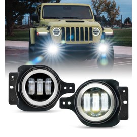 Xprite Ultra 300% Bright 60W LED Fog Lights w/DRL Compatible with 2018-2026 Jeep Wrangler JL JLU & 2020+ Gladiator JT, DOT, 6500K, Plug N Play, Front Bumper Fog Lamp with 2 Mounting Brackets, White
