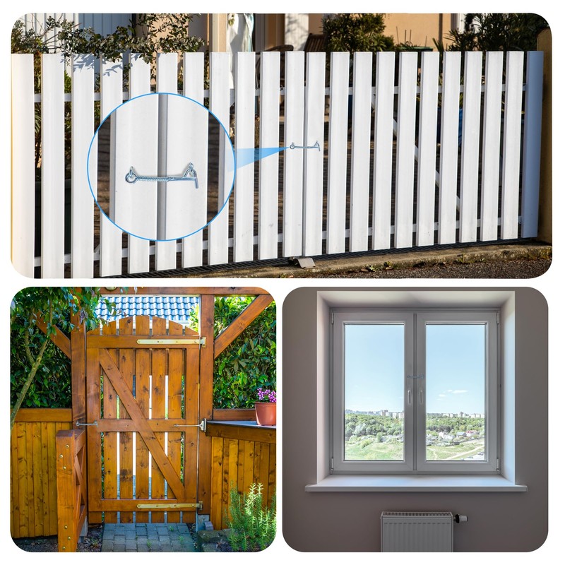 sourcing map 6Pcs Safety Hook and Eye Latch, 3" Stainless