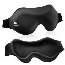 Eye Mask Lightweight for Side Sleeper: Blackout 3D Contoured Eye Mask for Lash Extensions - Adjustable Strap Washable Zero Pressure - Perfect for Men Women Airplane Travel Yoga(Deep Black)