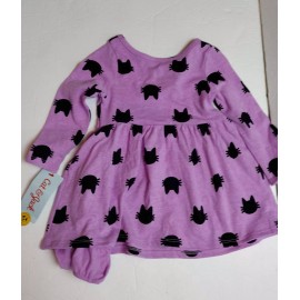 Cat & Jack NWT Cat & Jack Purple long sleave Dress with black Cats Bloomers Girls 12 Months