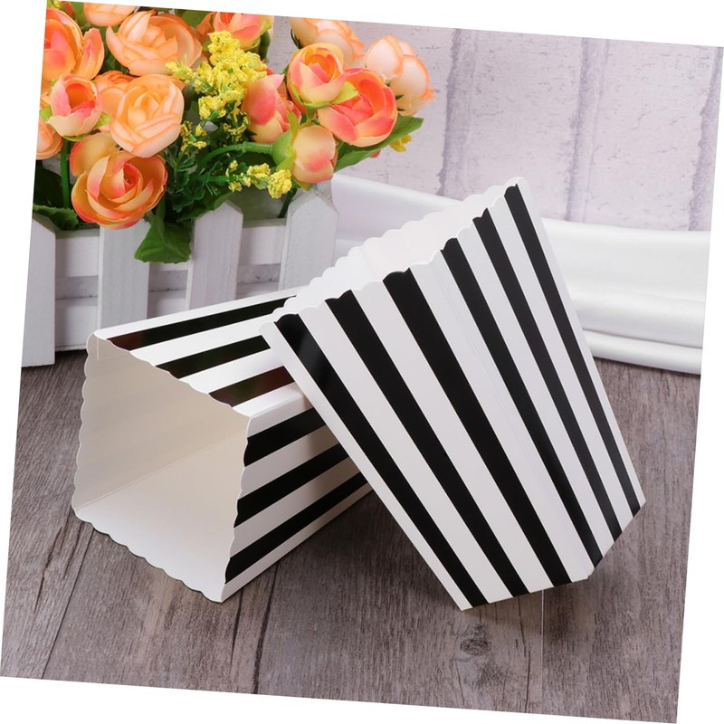 Mobestech Diy Popcorn Buckets 32 Pack Striped Paper Containers Bulk