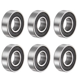 sourcing map 6pcs 6001-2RS Deep Groove Ball Bearings 12mm Bore 28mm OD 8mm Thick Carbon Steel Double Shielded ABEC1 Z1 Bearing for Motors