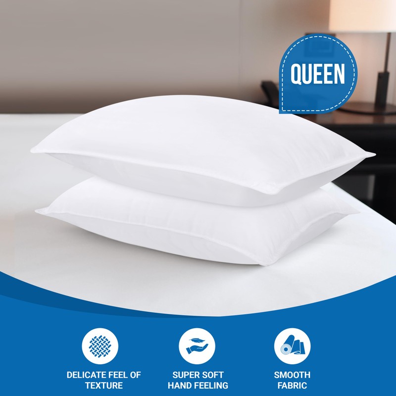 Utopia Bedding Bed Pillows for Sleeping (White), Queen Size, Set