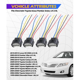 SCUARI 4PCS Ignition Coil Connector,Ignition Coil Wire Harness,Car Accessories Ignition Coil Female Connector Plug Harness Pigtail,4 Wire Automotive Coil Winee Cable,Replace #90980-11885 90980-11885