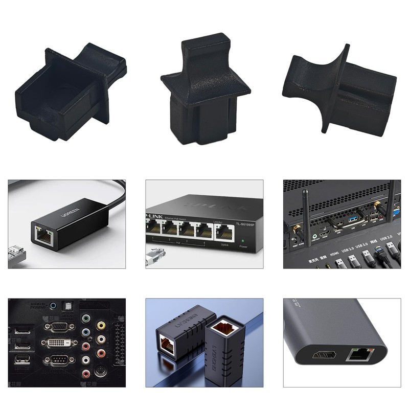 PDETVEO 20PCS RJ45 Port Dust Covers, Plastic Network Protector Caps
