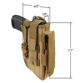 Tactical Molle Belt Gun Holster, Universal Adjustable Pistol Holsters with Mag Pouch Fits S&W M&P Shield M1911 Glock 17 26 42 (Tan - Right Hand)