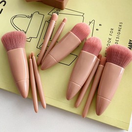 Juego De Brochas De Maquillaje De Tamaño De Viaje 5 Uds. De Base Sintética De Primera Calidad Correctores En Polvo Sombras De Ojos Brochas De...      