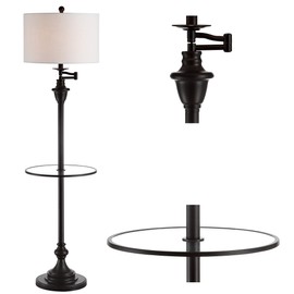 JONATHAN Y JYL3055C Cora 60" Metal/Glass LED Side Table and Floor Lamp Contemporary,Transitional for Bedrooms, Living Room, Office, Reading, Oil Rubbed Bronze, Oil-Rubbed Bronze